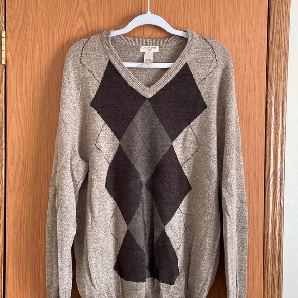 😀 DOCKERS SWEATER MEN’s (XL) PREOWNED MULTI-Browns GREAT CONDITION - Picture 2 of 4